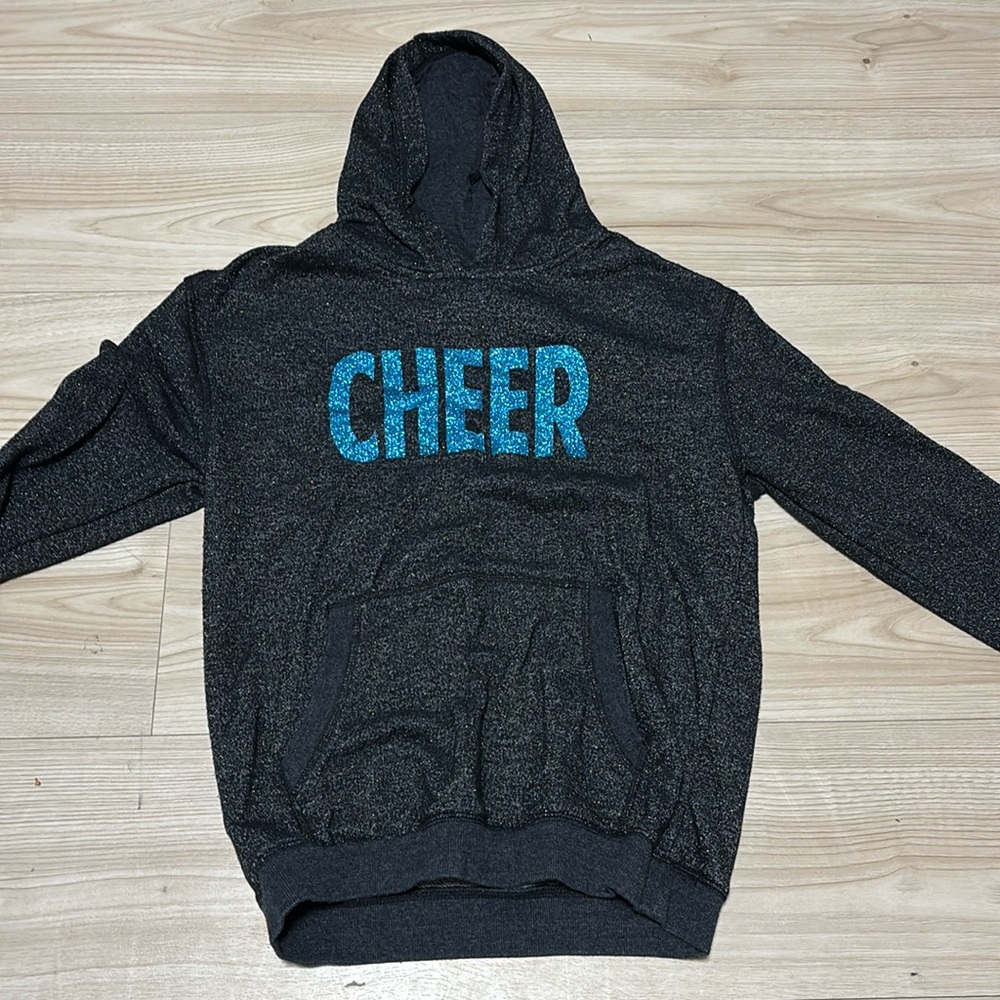 Black Glittery Cheer Hoodie Size Youth L